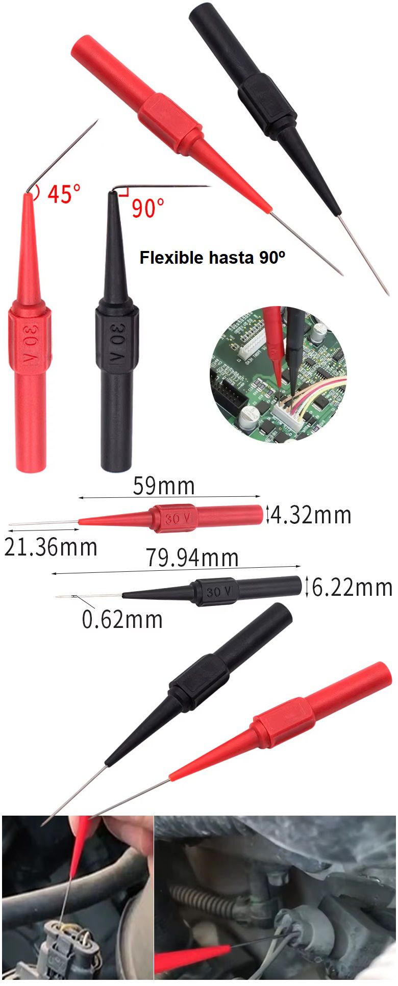 Puntas de prueba Flexible para Tester